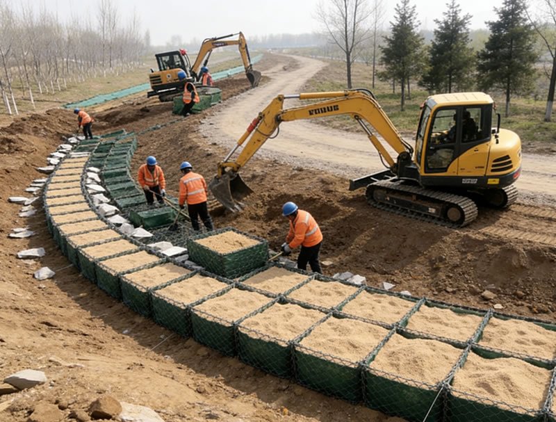 Riverbank Reinforcement Geotextile Gabion