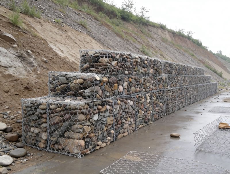 Stone Filled Gabion Baskets