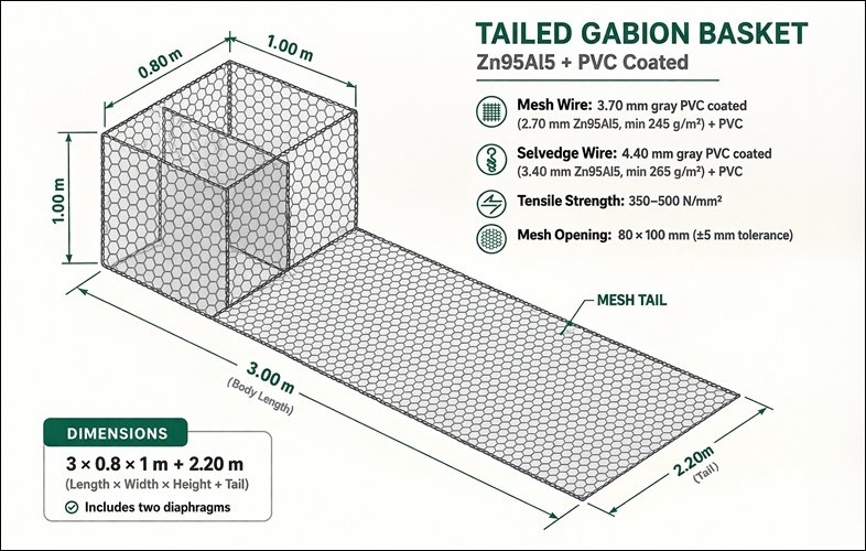 Tailed Gabion Basket