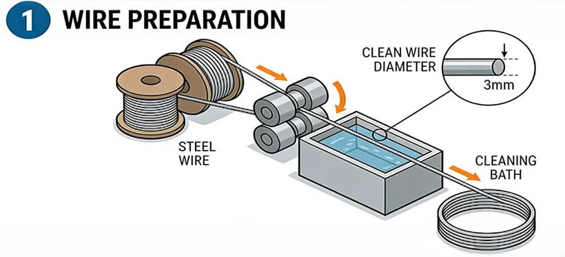 wire straightening and cleaning process